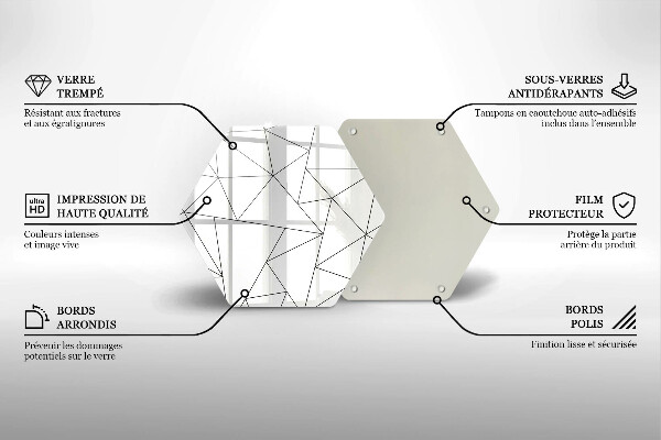 Tocător din sticlă Triunghiuri albe