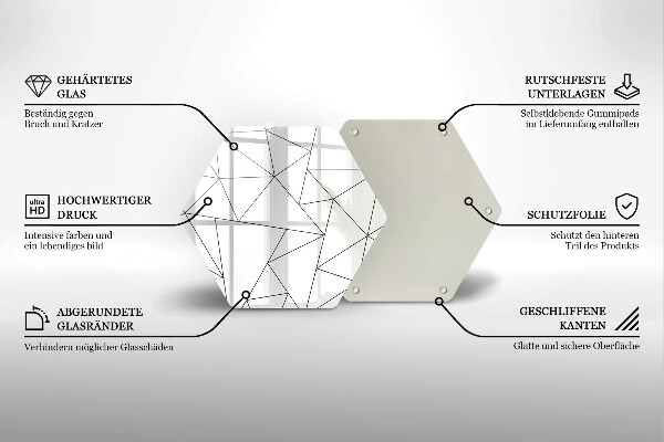 Tocător din sticlă Triunghiuri albe