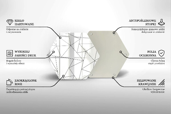 Tocător din sticlă Triunghiuri albe