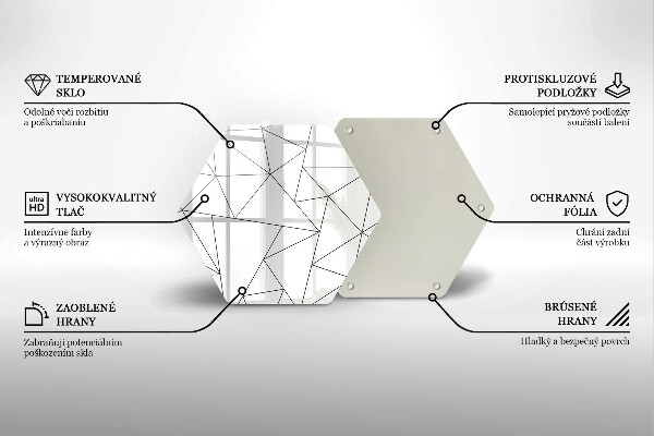 Tocător din sticlă Triunghiuri albe