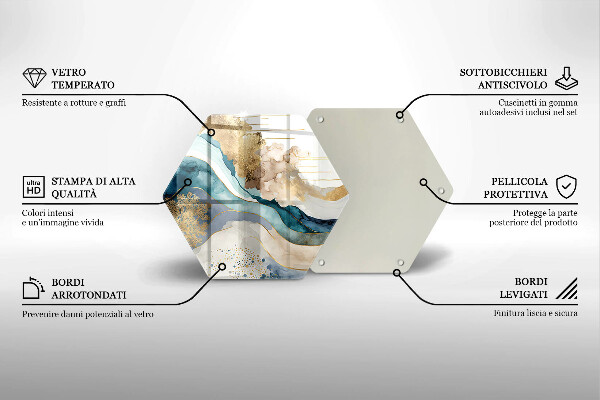 Tocător din sticlă Marmură colorată