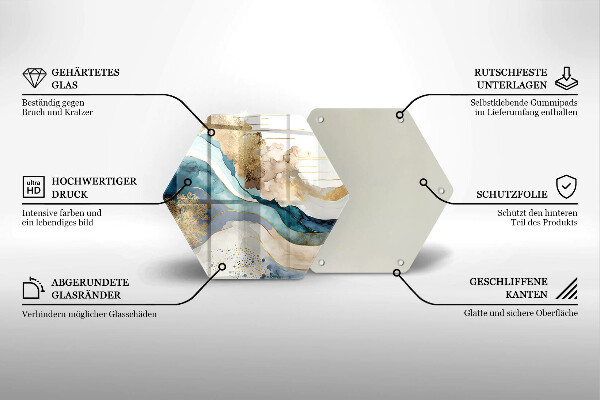 Tocător din sticlă Marmură colorată
