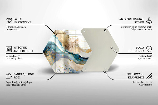 Tocător din sticlă Marmură colorată