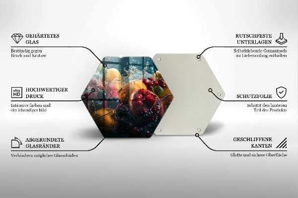 Tocător din sticlă Fructe în apă