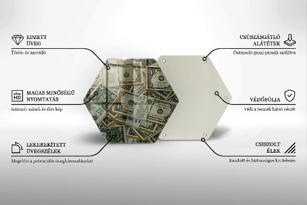 Tocător din sticlă Bani dolari