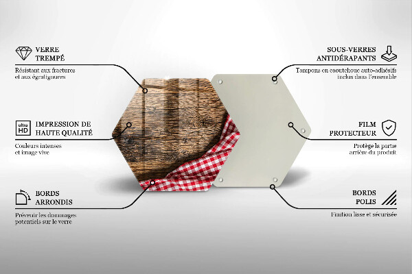 Tocător din sticlă Masa de lemn