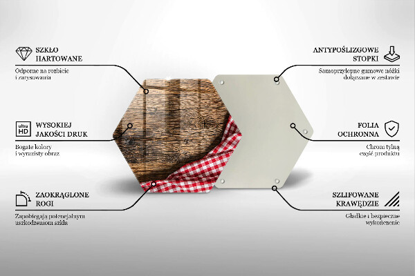 Tocător din sticlă Masa de lemn