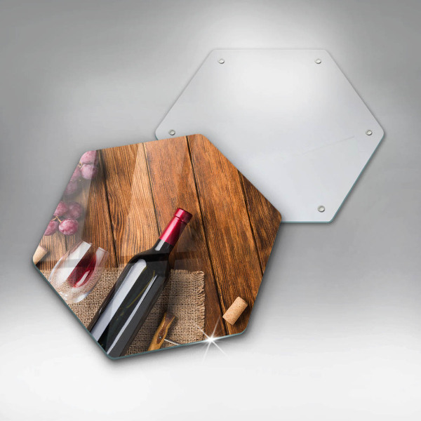 Tocător din sticlă O sticlă de vin roșu