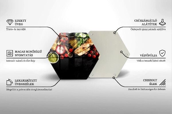 Tocător din sticlă Ingrediente și condimente italiene