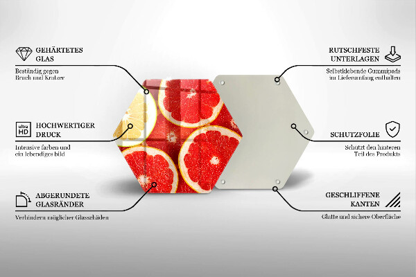 Tocător din sticlă Felii de grapefruit