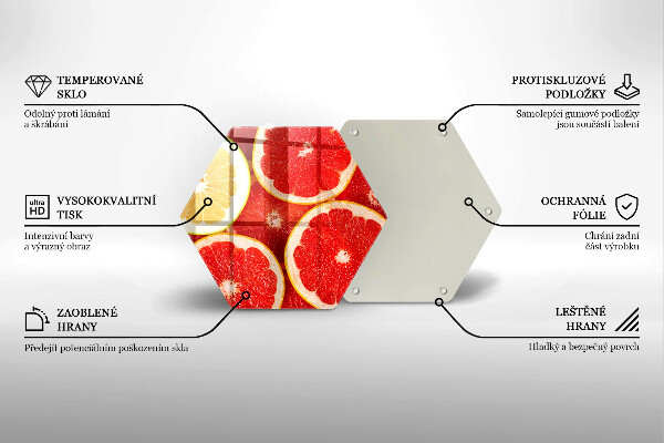 Tocător din sticlă Felii de grapefruit