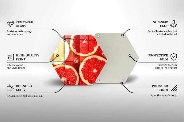 Tocător din sticlă Felii de grapefruit