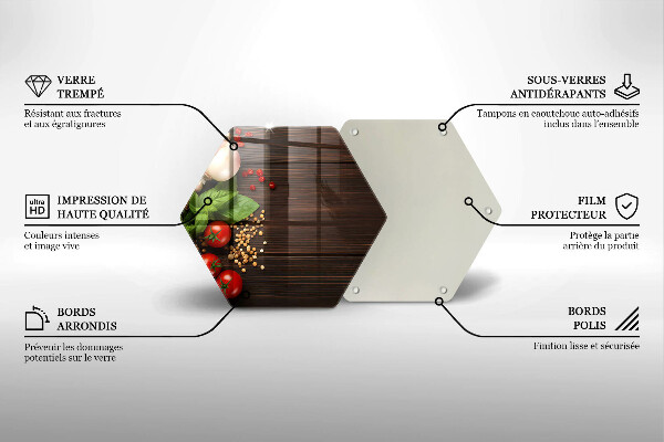 Tocător din sticlă Legume pe masă