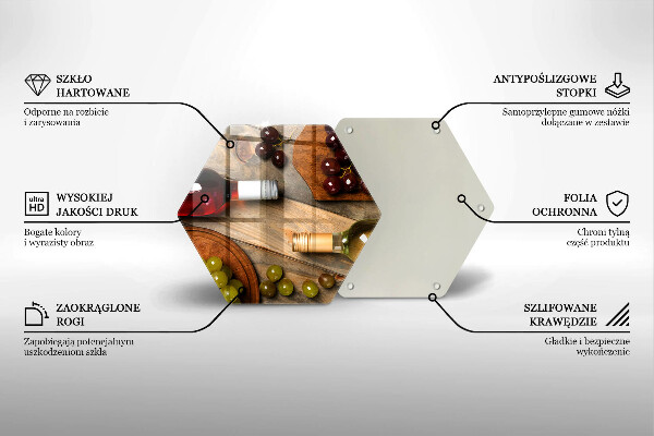 Tocător din sticlă Sticle de vin și struguri