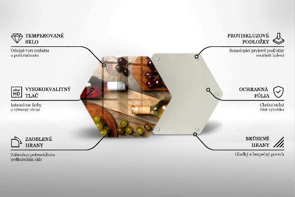 Tocător din sticlă Sticle de vin și struguri