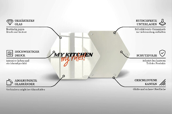 Tocător din sticlă Inscripția My kitchen my rules