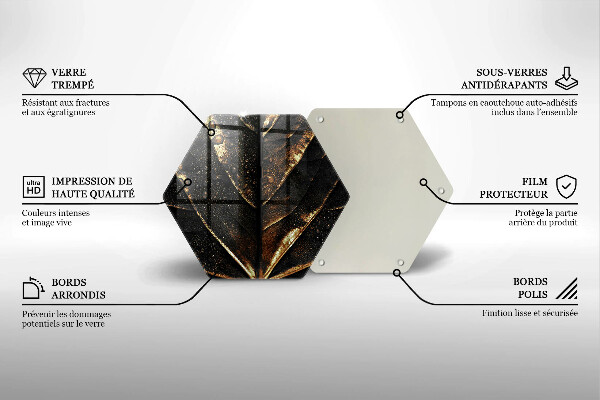 Tocător din sticlă Frunza de aur