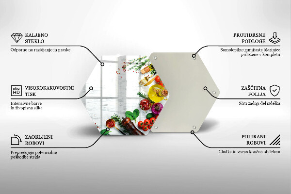Tocător din sticlă Legume și condimente