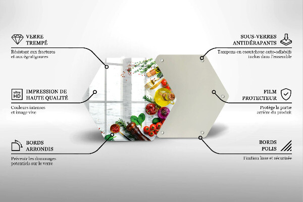 Tocător din sticlă Legume și condimente