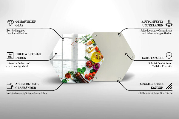 Tocător din sticlă Legume și condimente