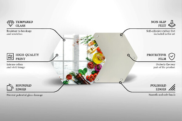 Tocător din sticlă Legume și condimente