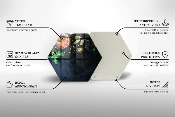Tocător din sticlă Boluri cu condimente