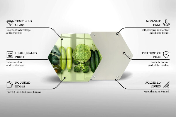 Tocător din sticlă Fructe și legume verzi