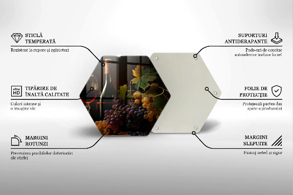 Tocător din sticlă Pahar de vin și struguri