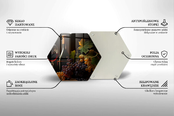 Tocător din sticlă Pahar de vin și struguri