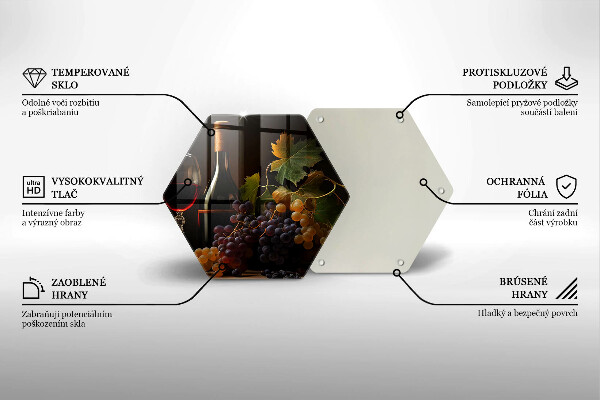 Tocător din sticlă Pahar de vin și struguri