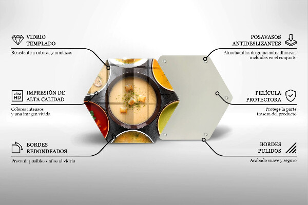 Tocător din sticlă Supe colorate