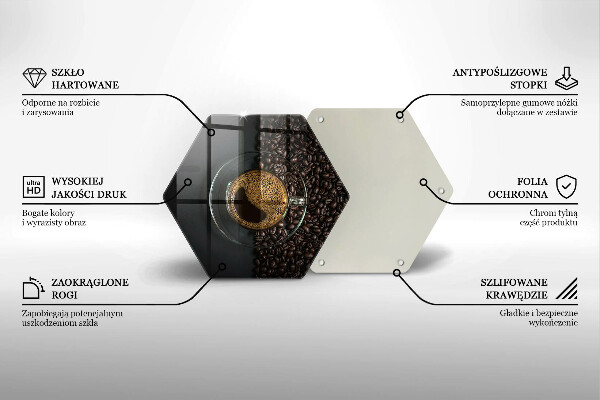 Tocător sticlă Cafea și fasole