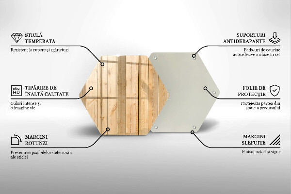 Tocător sticlă Scânduri delicate din lemn