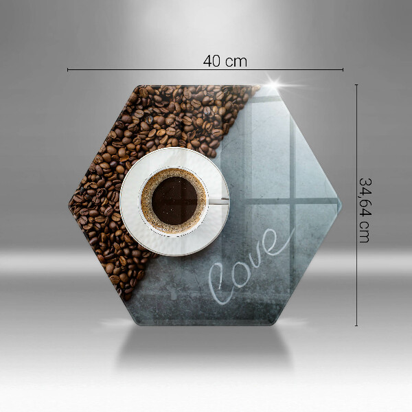 Tocător sticlă Boabe de cafea și ceașcă