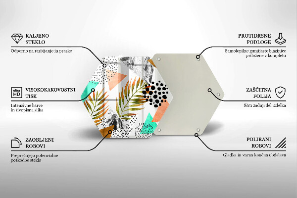 Tocător sticlă Model de frunze Boho