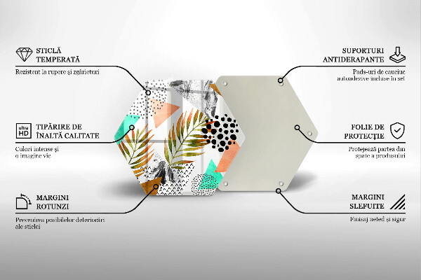 Tocător sticlă Model de frunze Boho