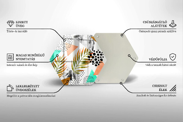 Tocător sticlă Model de frunze Boho