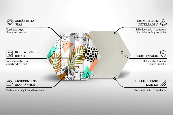 Tocător sticlă Model de frunze Boho