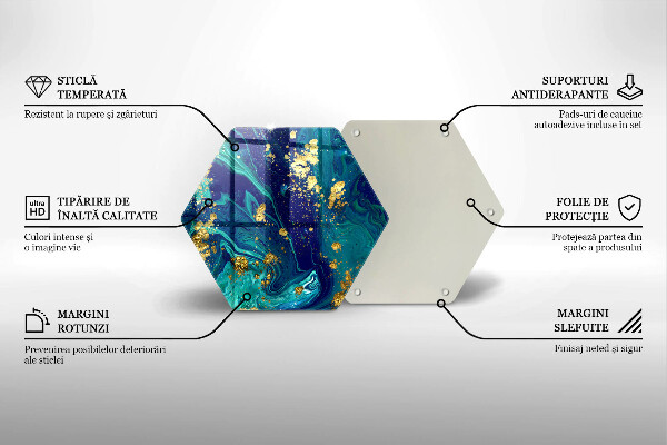 Tocător de bucătărie Abstracție cu aur