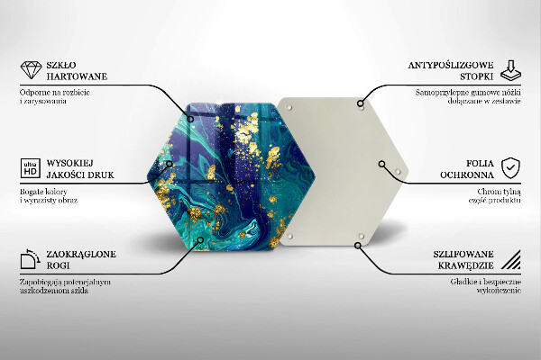 Tocător de bucătărie Abstracție cu aur