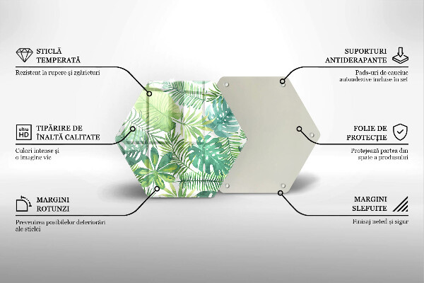 Tocător de bucătărie Acuarelă frunze boho