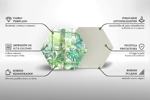 Tocător de bucătărie Acuarelă frunze boho