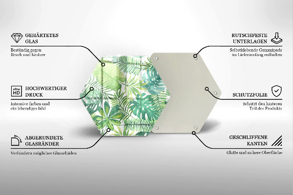 Tocător de bucătărie Acuarelă frunze boho