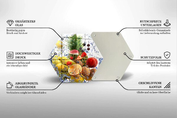 Tocător de bucătărie Fructe suculente și apă