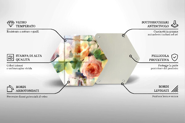 Tocător de bucătărie Flori pictate