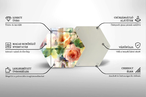 Tocător de bucătărie Flori pictate