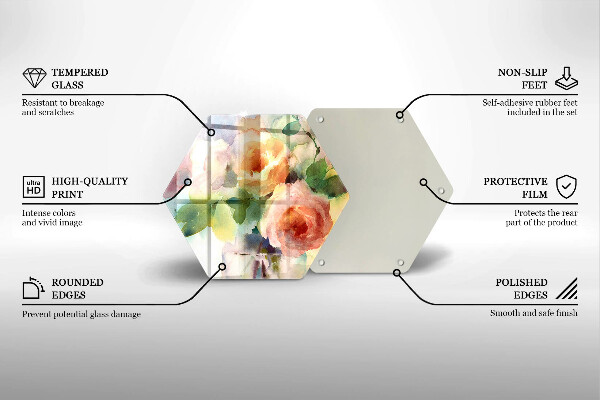 Tocător de bucătărie Flori pictate