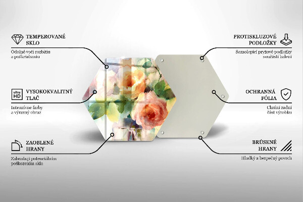 Tocător de bucătărie Flori pictate