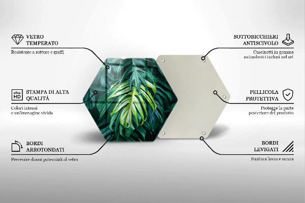 Tocător de bucătărie Frunze de monstera sălbatică