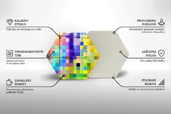 Tocător de bucătărie Pătrate de pixeli colorate